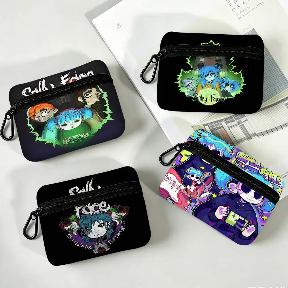 Game S-Sally F-Face Oxford Cloth Zipper Wallet Multifunctional Hanging Coin Bag For Credit Cards Keys Coins Earbuds