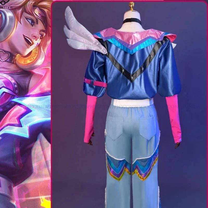 ชุดสูทแฟชั่นสีชมพูสำหรับชุดคอสเพลย์ผู้หญิงโลฮ่าฮ่าๆชุดงานปาร์ตี้ฮาโลวีนชุดเสื้อผ้าสำหรับผู้ชายยูนิฟอร์ม