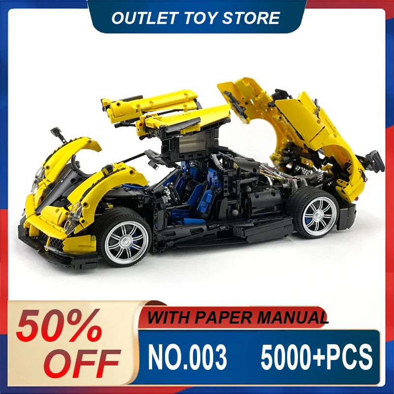 MOC-142670 Technical Yellow Super Sprots Car Huayra Model Building Blocks Brick DIY Toys Assembly Birthday Christmas Gifts