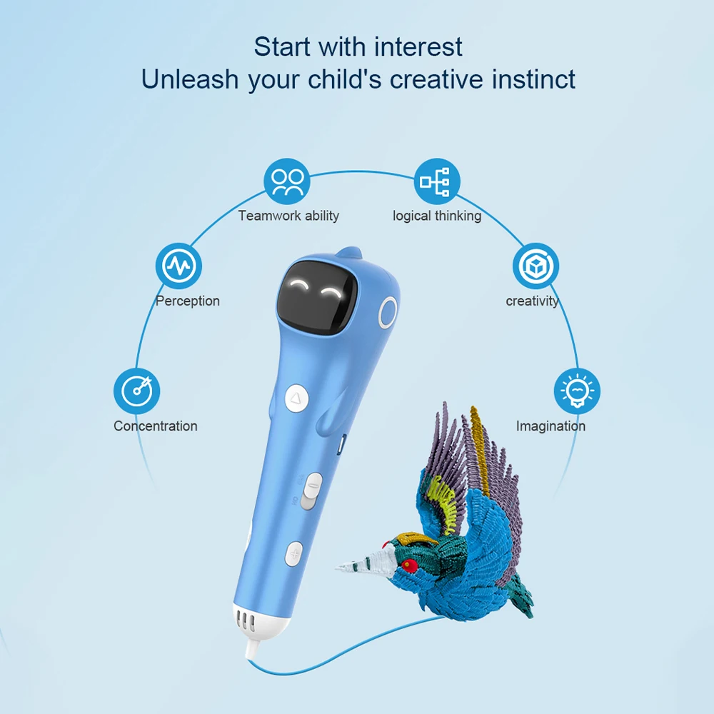 3D-Druckstift für Kinder, 3D-Stift mit Niedriger Temperatur, PCL-Filament, Verbrühungsschutz, Kreative DIY-Kunstwerkzeuge für Kinder, Geburtstags- und Weihnachtsgeschenk