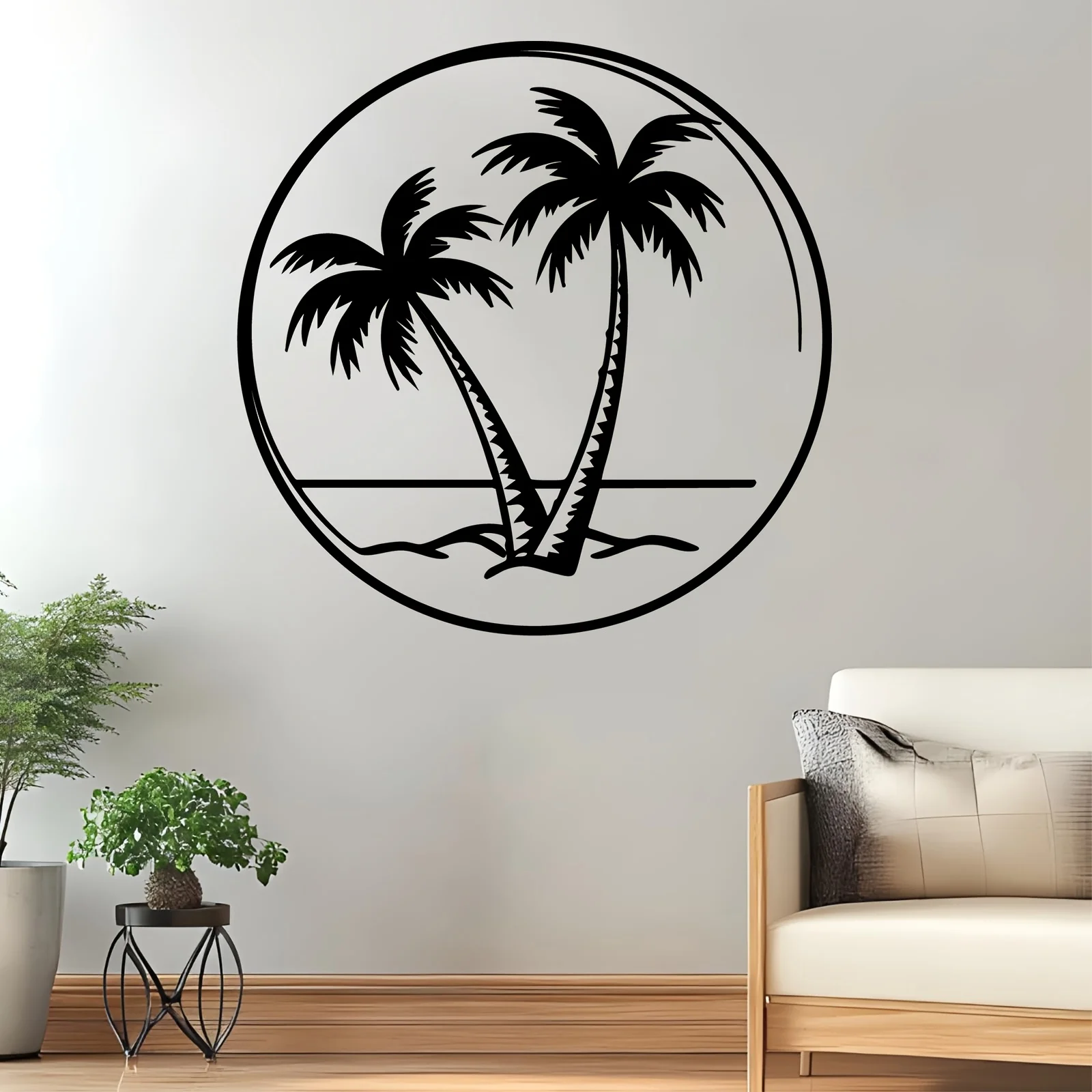 Modern Aluminum Wall Art  Waterproof Palm Tree Mural for Living Room Patio Garden Fence Outdoor Decor