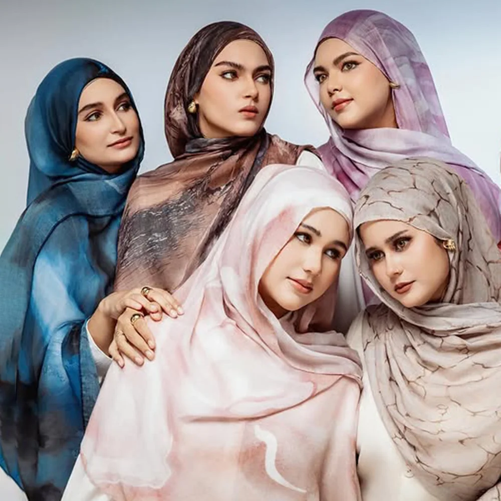 

70*175CM Southeast Asian Modal Cotton Shawl Muslim New Fashionable Printed Wide-brimmed Scarf Ethnic Headscarf Women's Scarf