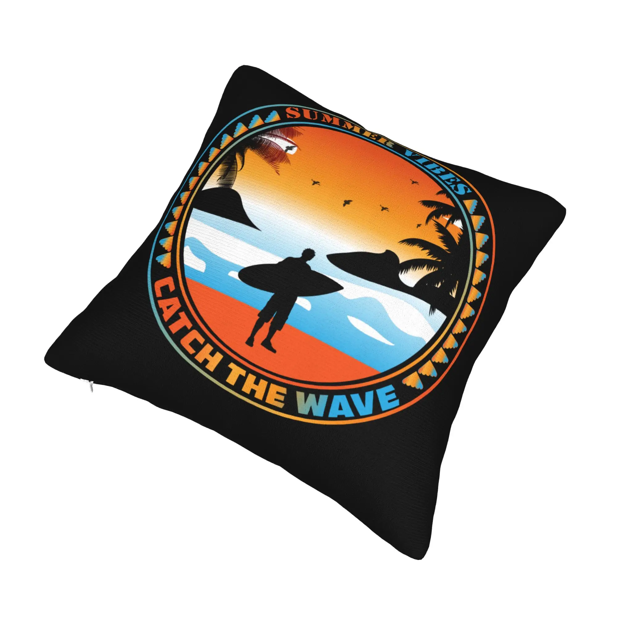 Luxury Summer Vibes Catch The Wave Cushion Cover Soft Surfing Surfer Throw Pillow Case Home Decor