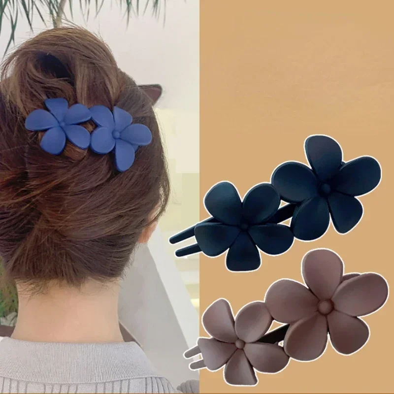 Fashion Flower Hair Clip Headdress Women Summer Hair Clips Back Head Spoon Coiled Hair Hairpin Large Duckbill Clip Ponytail Clip