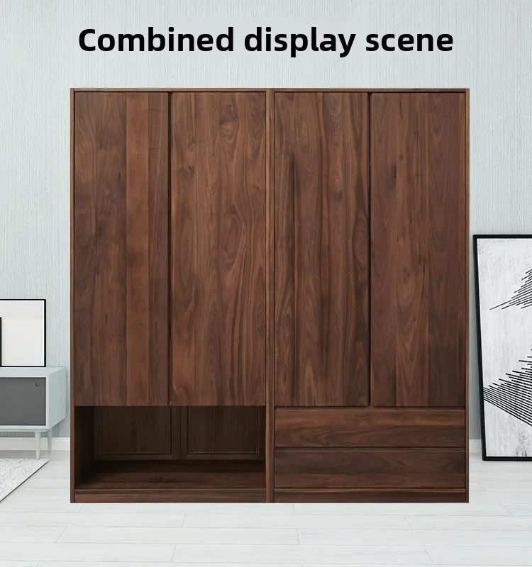 North American black walnut, simple and modern new Chinese bedroom storage wardrobe