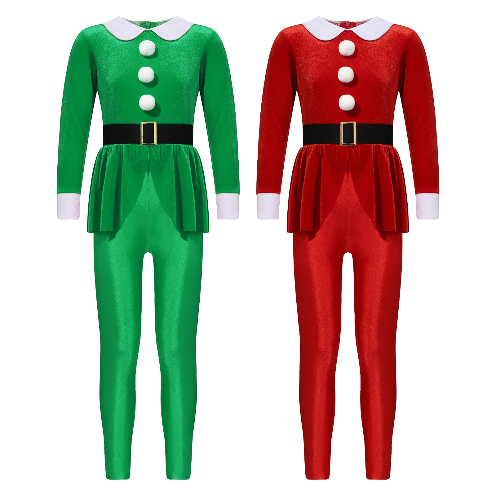 Girls Christmas Gymnastics Leotard Costume Santa Claus Ballet Jumpsuit Training Figure Skating Dancewear Ballerina Performance