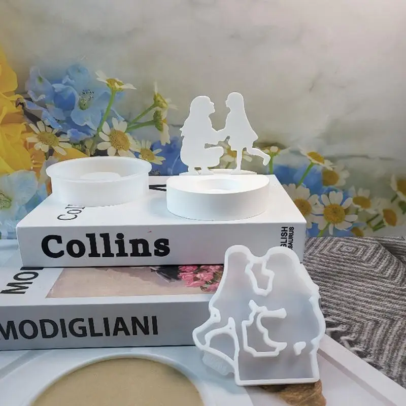 Gypsum Mold Mom Child Candle Holder Mold Candlestick Mold Mother And Daughter Mold Candle Holder Mold For DIY Crafts