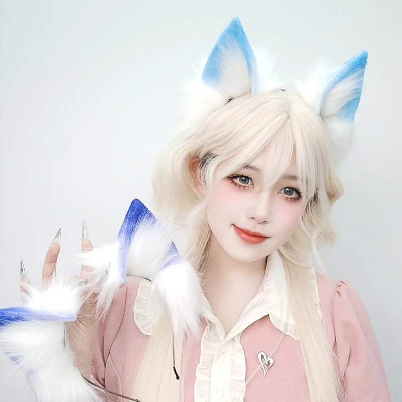 

Halloween Red Wolf Fox Cat Ears Plush Hair Hoop Lolita Lovely Handmade Party Headdress Anime Cosplay Party Kawaii Accessories