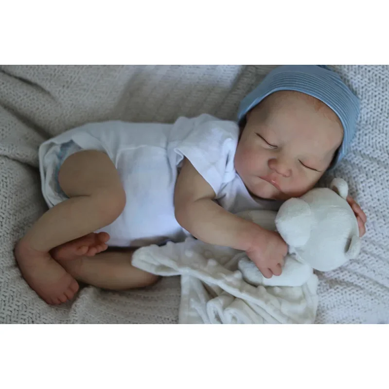 19inch Reborn Baby Dolls Newborn Levi Slepping 3D Skin Multiple Layers Painting Visible Veins High Quality Collectible Art Doll