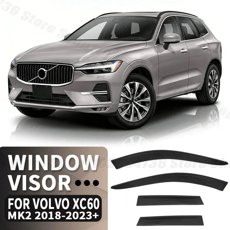 Window Visors For VOLVO XC60 MK2 2018-2023 4/6pcs Side Window Rain Guard Wind Deflector Weathershield Vent Visor for Car Windows