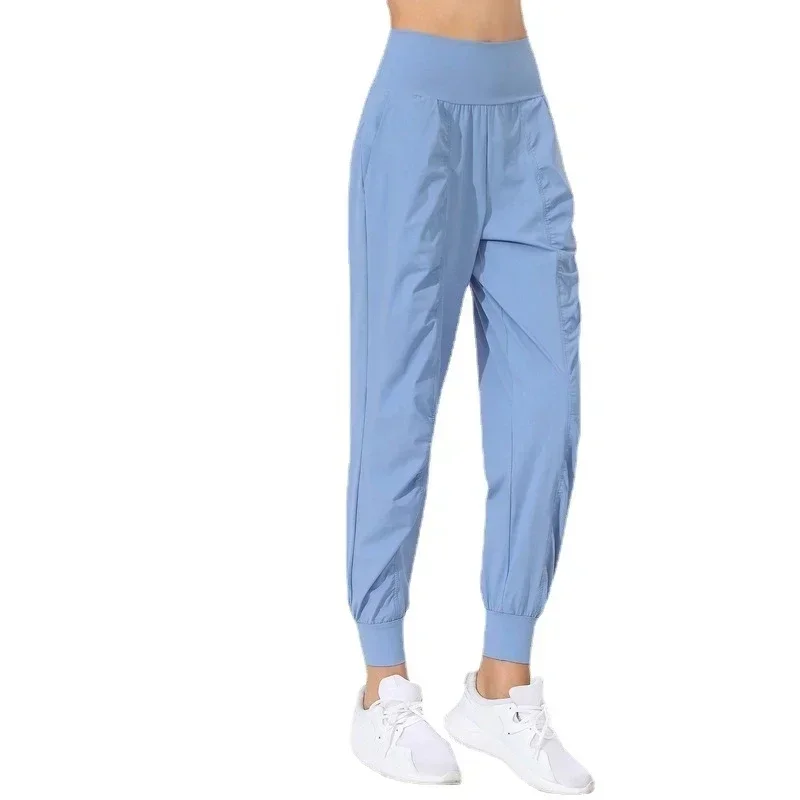 Novas calças de yoga casual fino ajuste secagem rápida plissado correndo fitness capris