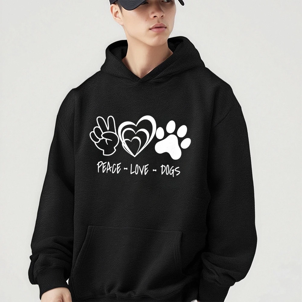 Peace Love Dogs sweat à capuche graphique pour homme Y2K vêtements femmes hommes vêtements automne hiver sweats à capuche à manches longues haut portant