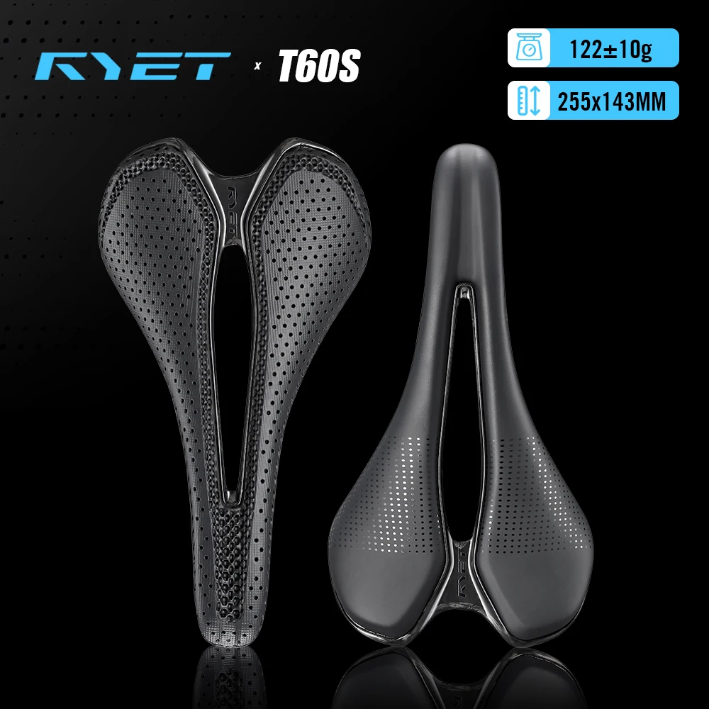 

RYET 12K 3D Printed Carbon Saddle 122g 7x9mm Rail Triathlon Road MTB Gravel Bike Saddle with EVA Surface For Time Trial Racing