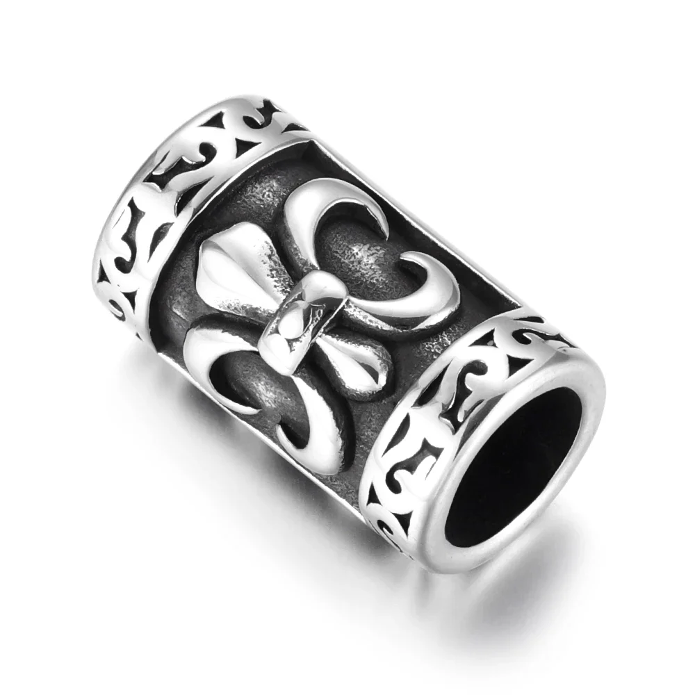 Stainless Steel Slider Tube Beads Blacken Slide Charms Large Hole 8mm for Bracelet DIY Accessories Jewelry Making Supplies