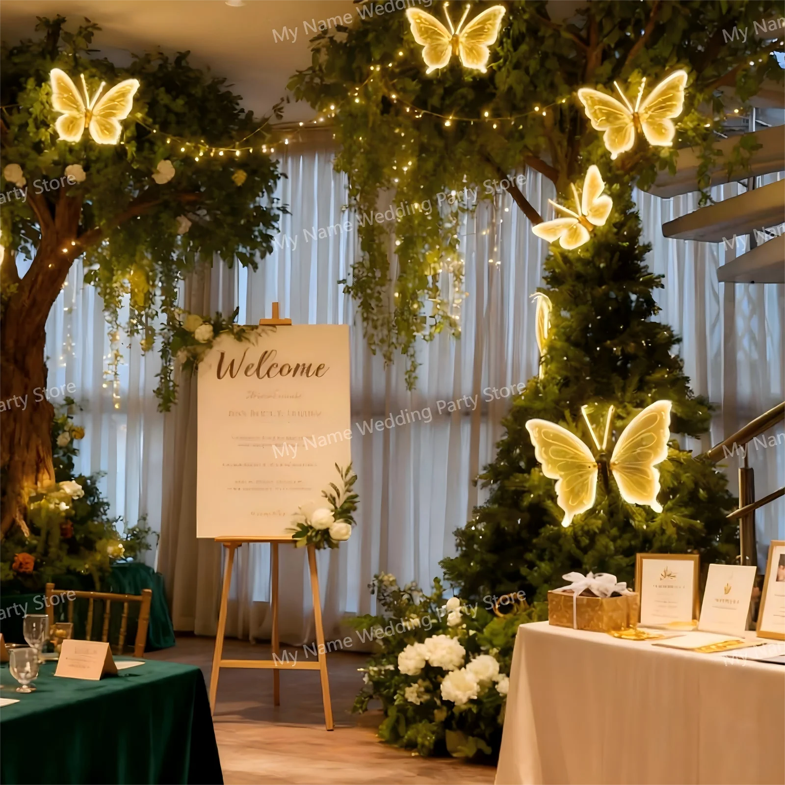 2/4Pcs LED outdoor simulated decorative butterfly, wings can vibrate, night wedding party hotel garden room lawn decoration