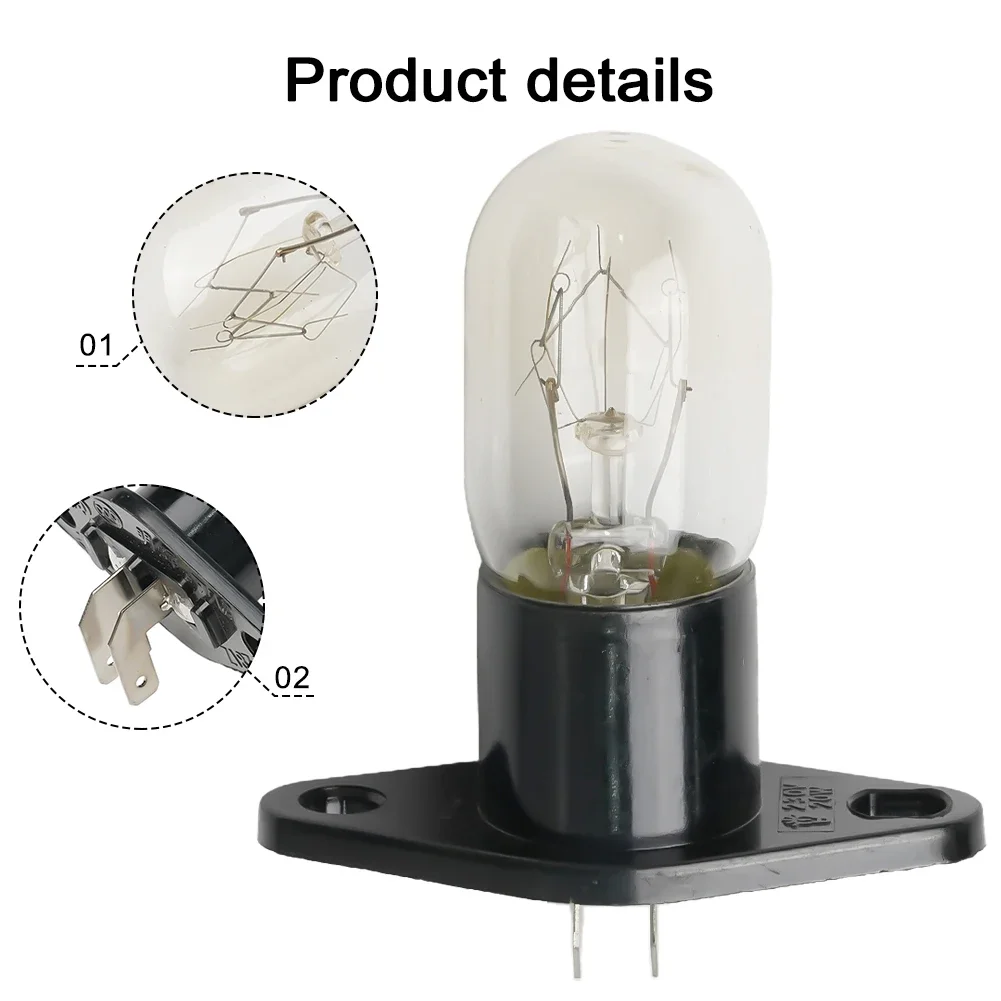 2A 250V 20W Microwave Oven Bulb Refrigerator Lighting Bulb Base Design For Microwave Oven Home Kitchen Parts With Holder Replace