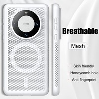Heat Dissipation Magnetic Case For Huawei Mate 70 60 50 Pro Pura 70 P70 Pro For Magsafe Wireless Charge Breathable Mesh PC Cover