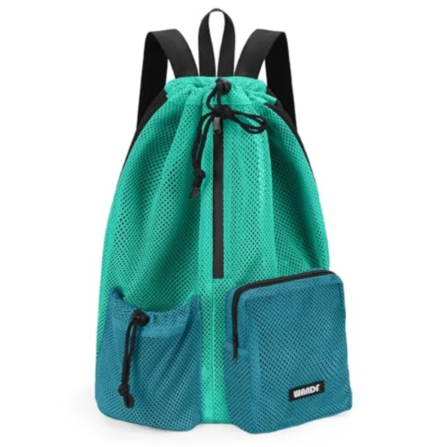 Swim Bag Mesh Drawstring Backpack with Wet Pocket Beach Bag for Swimming Pool Gym Workout Men and Women