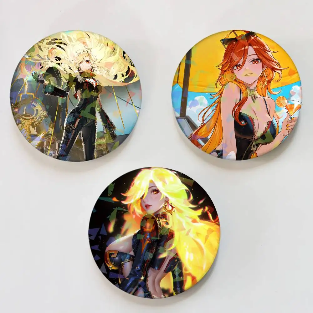 Genshin Impact Mavuika Laser Button Pins Backpack Clothing Decor Brooch Fiction Badge Jewelry Gifts