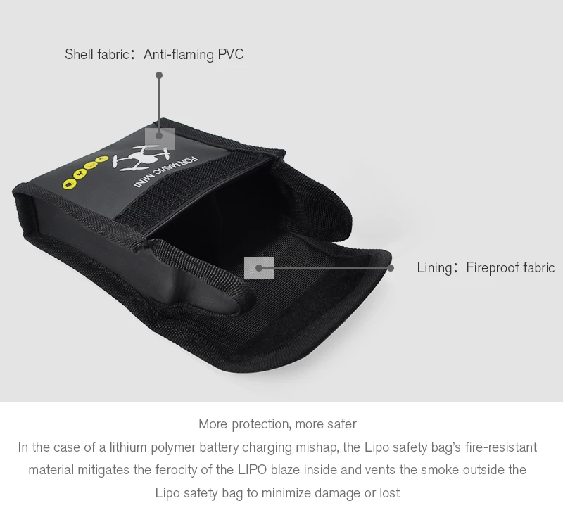 Para dji mini 2 lipo bateria saco à prova de explosão à prova de fogo 2 pçs baterias saco seguro para dji mavic mini 1 2 se acessórios drone