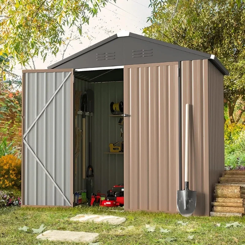 

6 x 4FT Patio Sheds Outdoor Storage Shed Lockable Bike Shed Tools Prefabricated Warehouse Lawn Garden Buildings Booth Shed