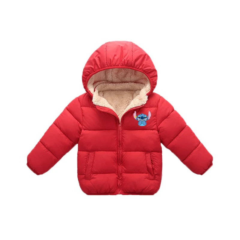 Winter Kinder Kapuzenjacke Gepolsterte Jacke Lamm Samt Jungen Mädchen Verdickter Mantel mit Tasche Reißverschluss Daunen Lässige Oberbekleidung