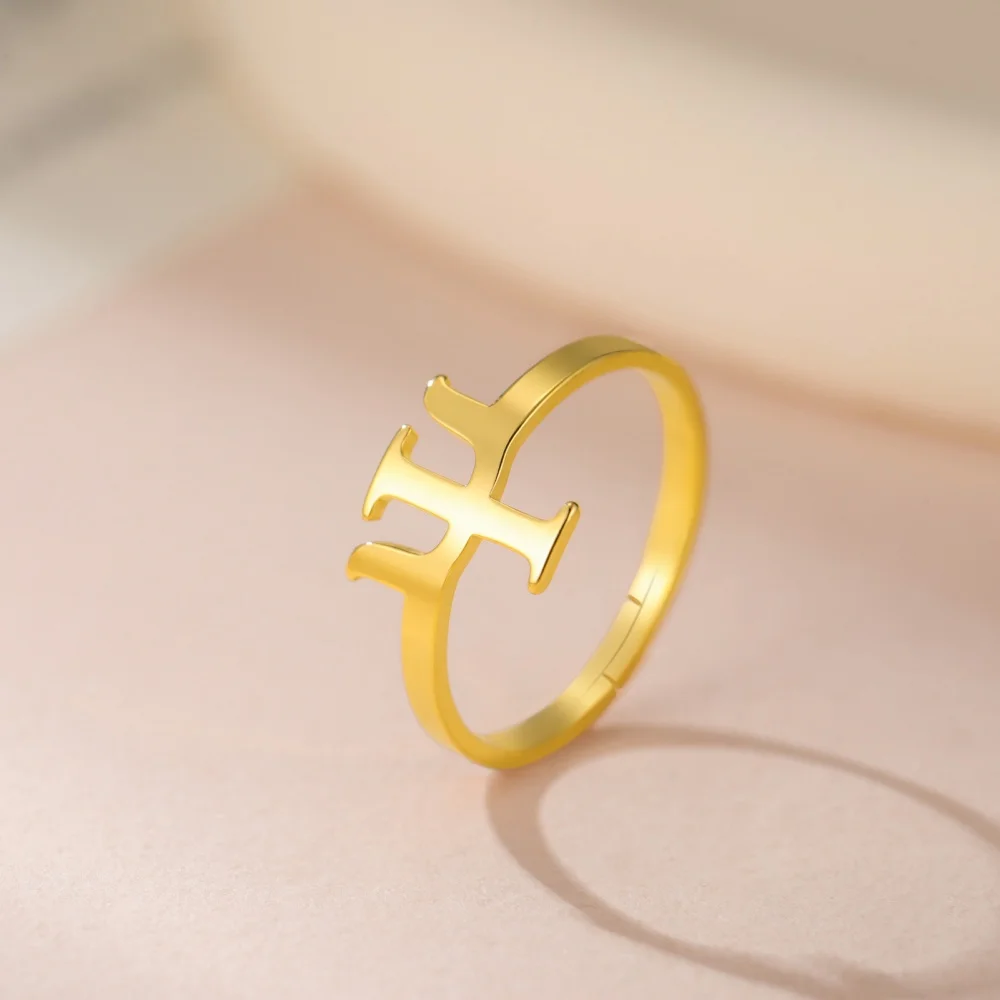 Greek Letter Pi Psi Symbol Adjustable Ring Women Stainless Steel Gold Color Finger Rings Psychology Mathematics Jewelry