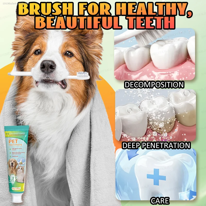 POZOAMIS Dental Cleaning Toothpaste For Dogs Cats Gently Freshens Breath Removes Plaque Suitable For Small Medium And Large Dogs Cats Pet Oral Care Pet Supplies