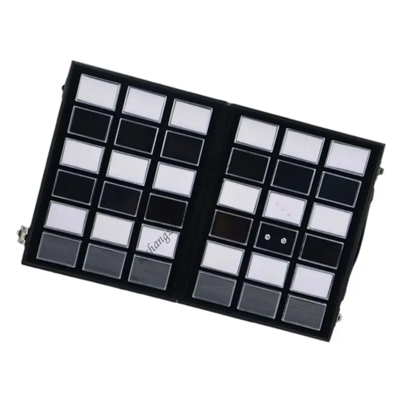 حقيبة عرض المجوهرات الجلدية المحمولة Q6RB مع غطاء أكريليك شفاف لتخزين السفر