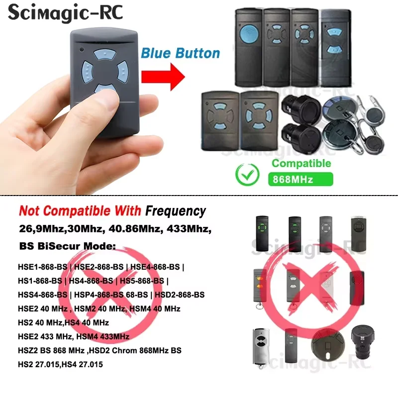 Clone HORMANN Remote Control 868 MHz HSM2 HSM4 For HORMANN HS1 HS2 HS4 HSE2 HSE4 868.3MHz Garage Gate Command Transmitter