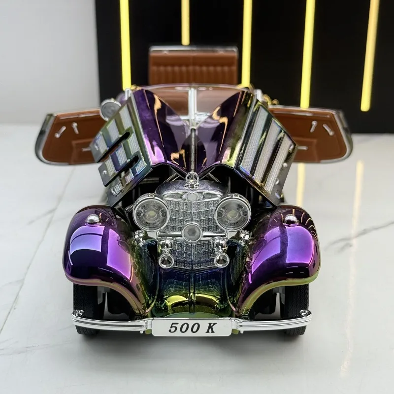 Galvanotecnica Diecast 1/24 500K Modello di Auto d'epoca In Lega Ornamento Giocattoli Veicolo Bambini Ragazzo Regalo Di Compleanno Voiture In Miniatura