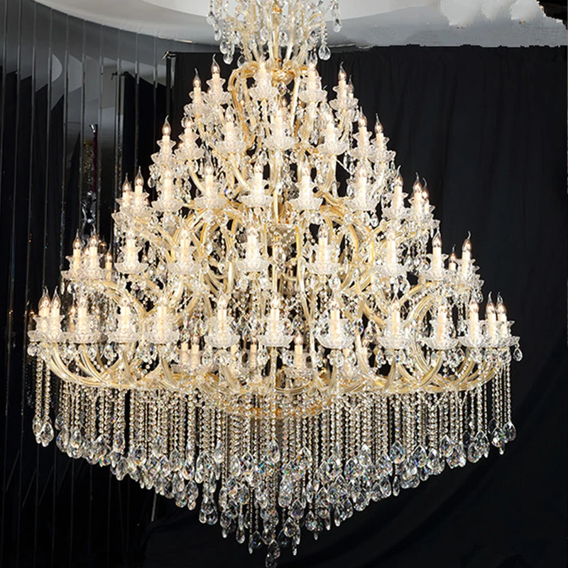 Customizable Modern LED Crystal Chandelier for Hotel Villa Banquet Hall Wedding Decor with Glass Lighting for Room Space