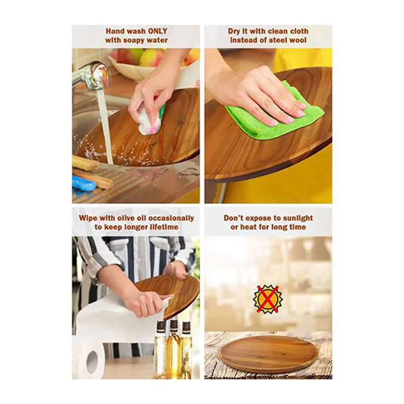 

【Rushed】3X круглая доска из цельного дерева, тарелка из цельного дерева акации, фруктовая тарелка, деревянное блюдце, чайная тарелка, тарелка для десерта, ужина, завтрака