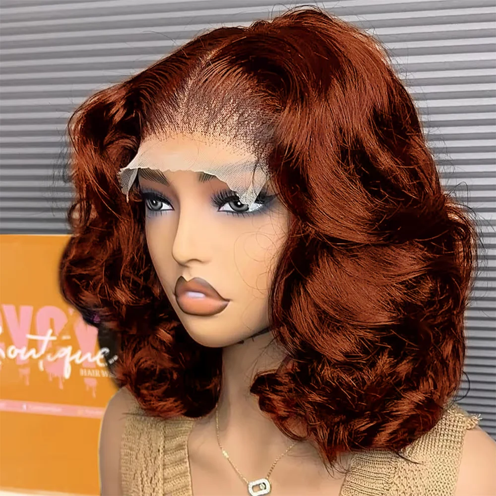 Reddish Brown Bob Wig Human Hair 13x4 Lace Front Wigs Short Remy Human Hair Wigs 200 Density for Women Brown Bob Lace Front Wigs