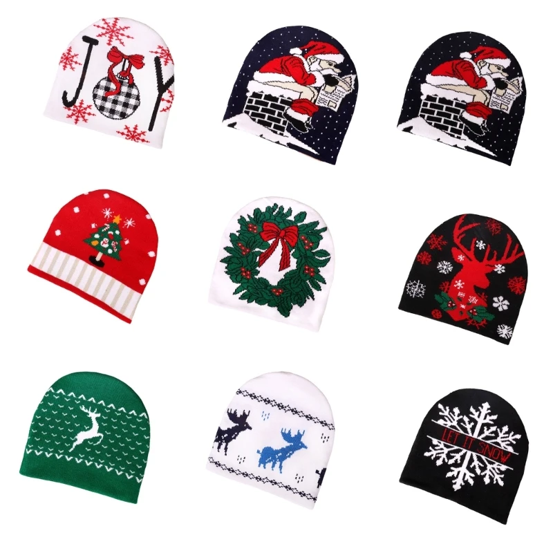 Durability Christmas Hat Knitted Winter Hat Fashion Adult Hat Snowflake Pattern DXAA