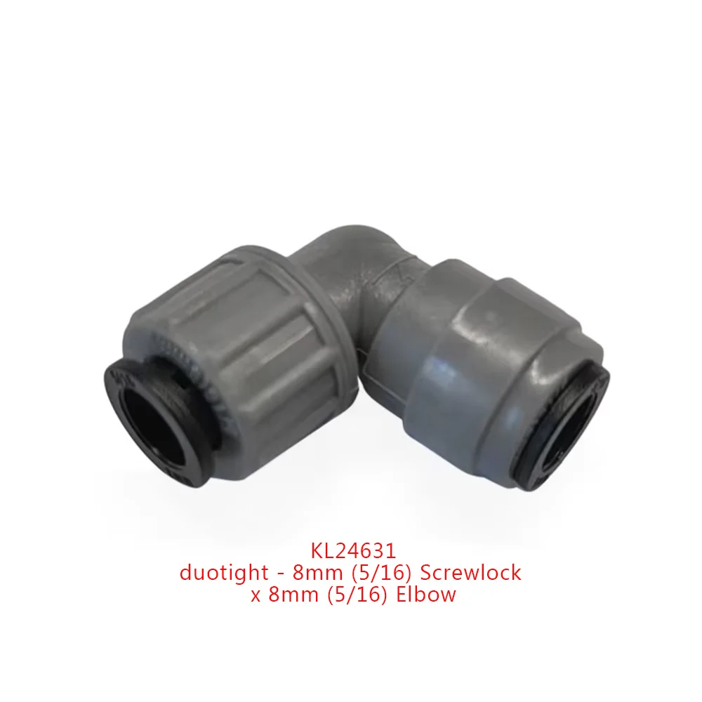 KegLand Duotight - 8/6.35mmx8mm Screwlock  Elbow Push in Joint Fittings Quick Connector