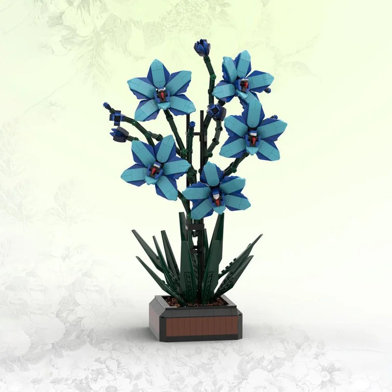 1049 قطعة MOC الأزرق Cymbidium الخالق الخبراء نموذج اللبنات العمارة لتقوم بها بنفسك هدية الكريسماس لعبة إبداعية فكرة عيد ميلاد