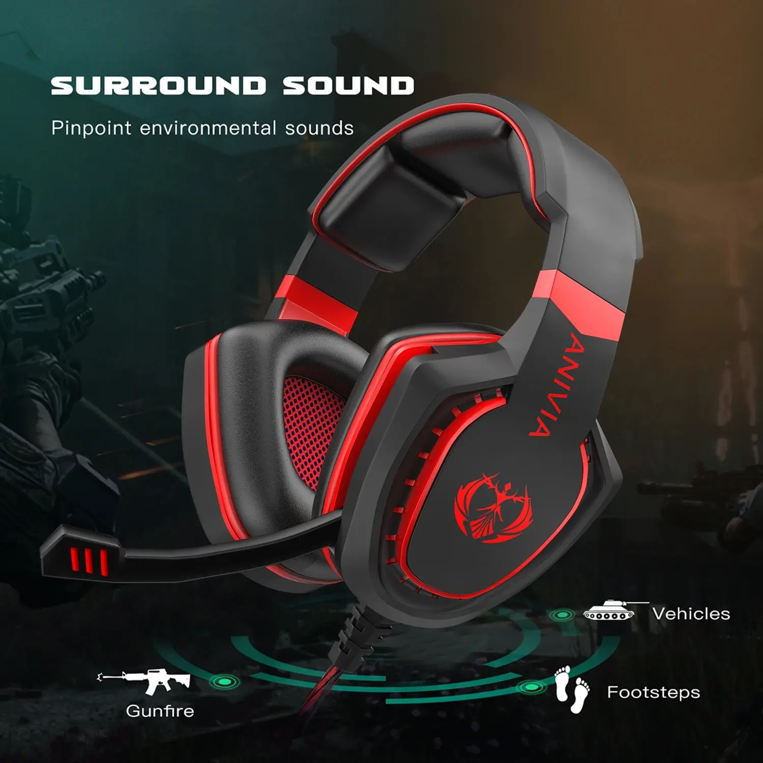 HIFI Stereo Over Ear Headsets Gamer Music Player video game with Mic Volume Control Noise Isolating Overear for PC PS4 PS5 XBOX