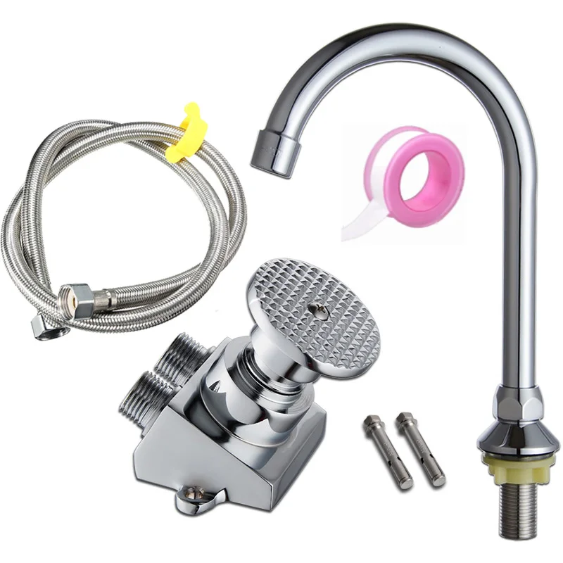 Brass  Faucet Basin Floor Mount Pedal Hospital Medical Laboratory Foot Switch Tap  Kitchen Bathroom  Farmhouse Sink