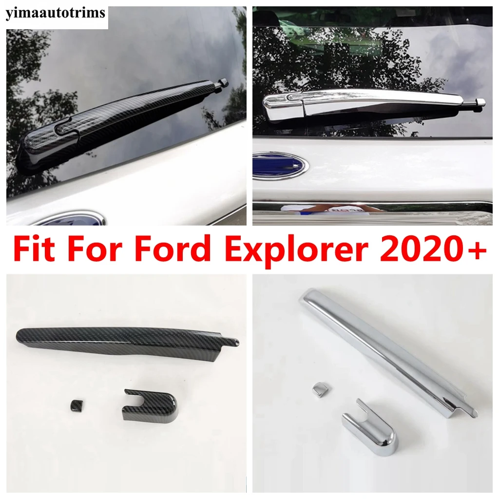 

For Ford Explorer 2020 -2023 Rear Windshield Window Windscreen Rain Wiper Decor Cover Trim ABS Chrome / Carbon Fiber Accessories