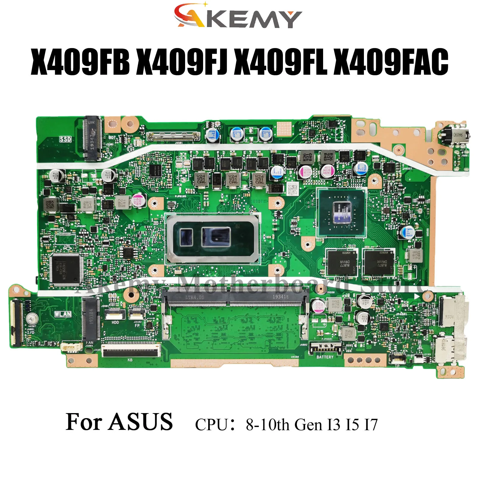X409FB Mainboard For Vivobook X509FB X509FL X409F X409FJ X509FA X409FA Laptop Motherboard W/I3-I5-I7/8th 0GB/4GB/8GB UMA