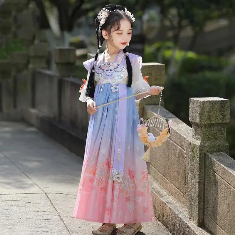 Chinese Hanfu Spring/Summer Thin Girl's Retro Dress