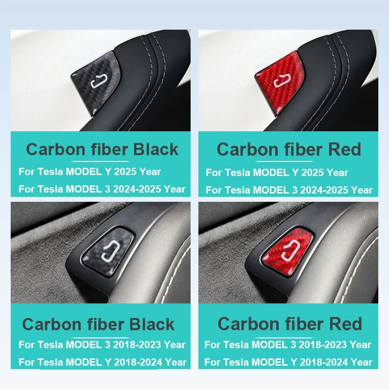 

4 шт. для Tesla Model 3 Y 2018-2025, наклейка на панель переключателя двери автомобиля из настоящего углеродного волокна, аксессуары для украшения салона автомобиля