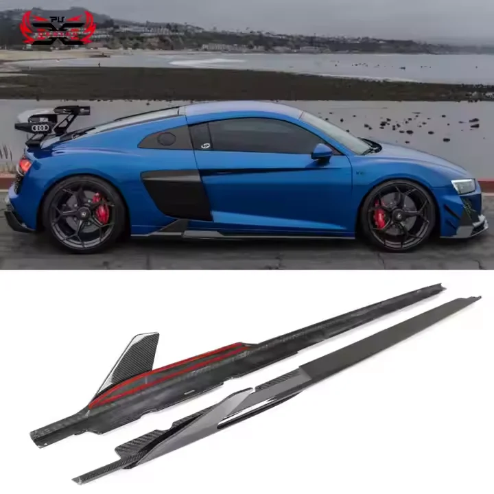 

for Audi R8 21-23 Cap Style Dry Carbon Fiber Front Bumper Lip Front Canards Side Skirts Rear Diffuser Body Kit