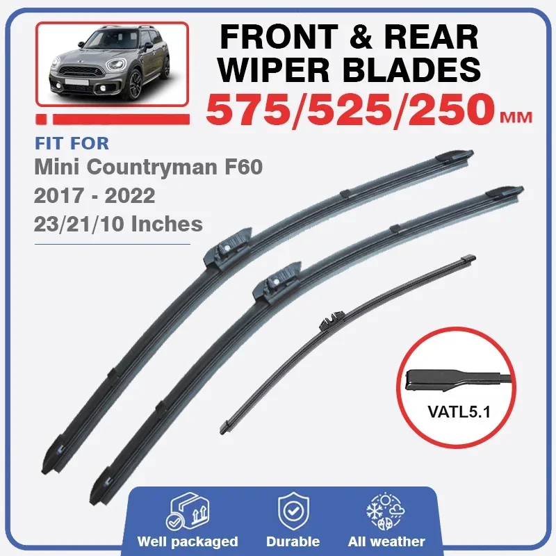 For Mini Countryman F60 2017 - 2023 Front Rear Car Winshield Wiper Window Windscreen Blades Accessories 2018 2019 2020 2021 2022