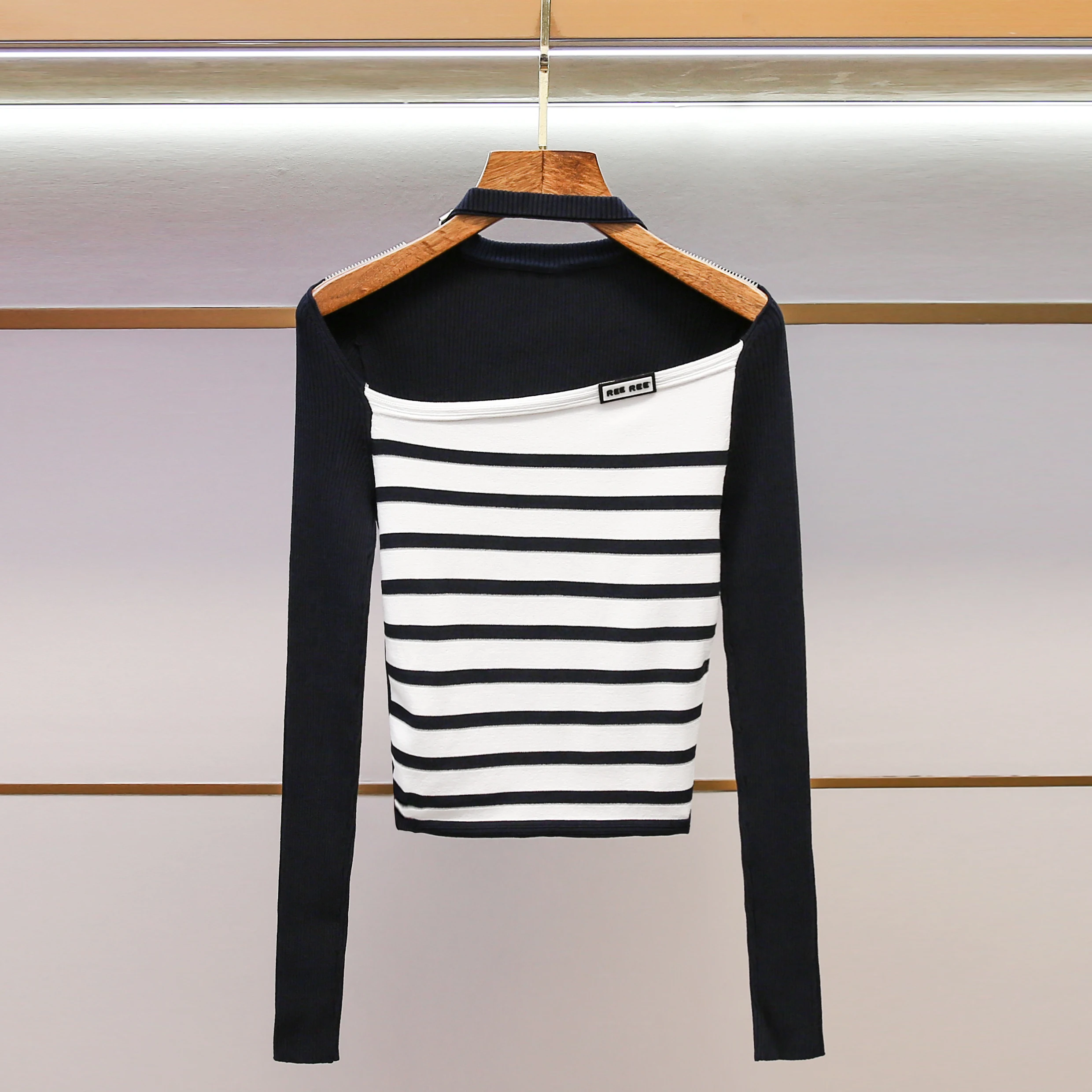 

Adjustable Netie Slim Fit Striped Knitwear for Women Fall 2025 Faionable Comfortable Breathable Casual Sle by Nu