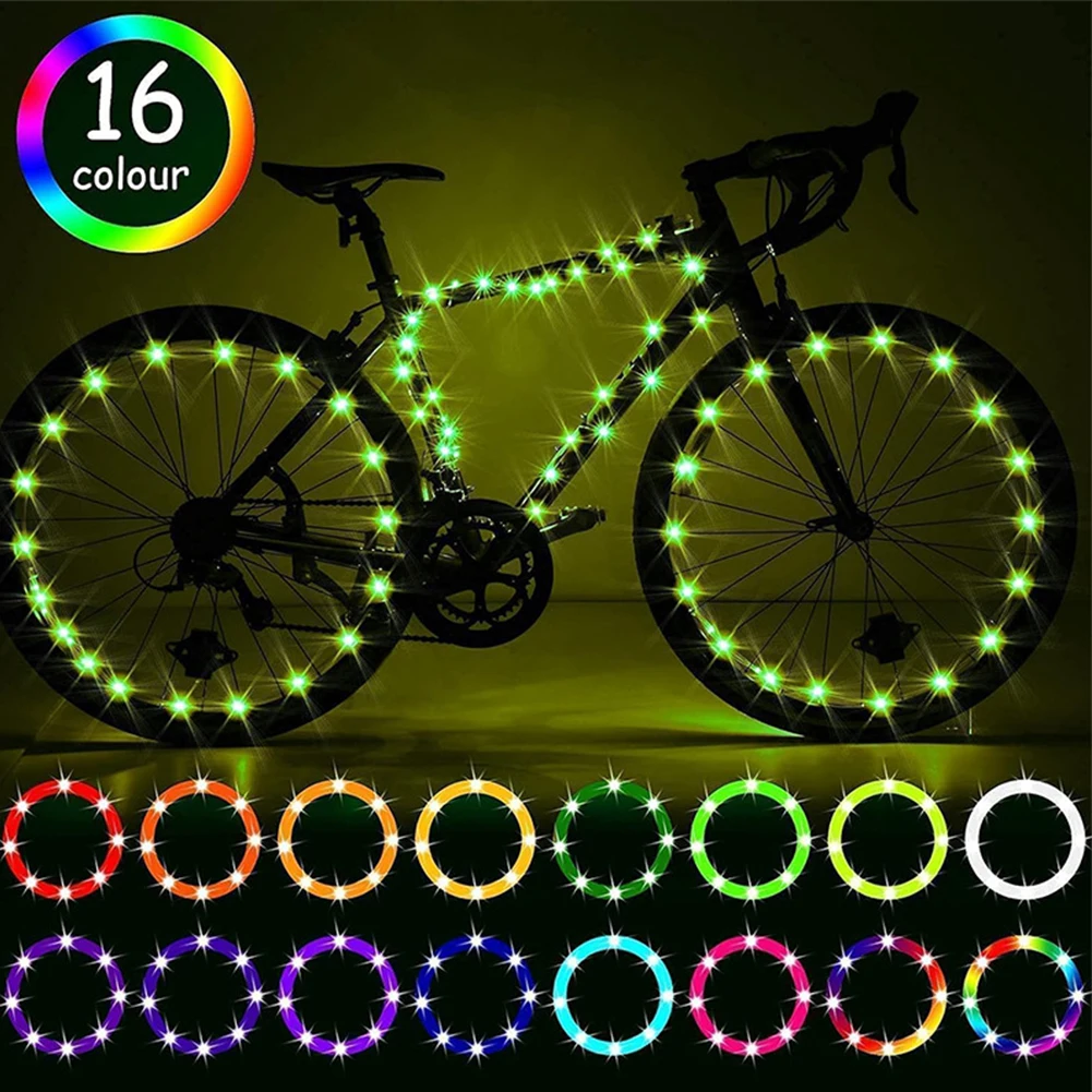 Luces de radios de bicicleta con Control remoto, luz LED para neumáticos de bicicleta, decoración de ciclismo, tira de luz de advertencia de seguridad, accesorios para bicicletas