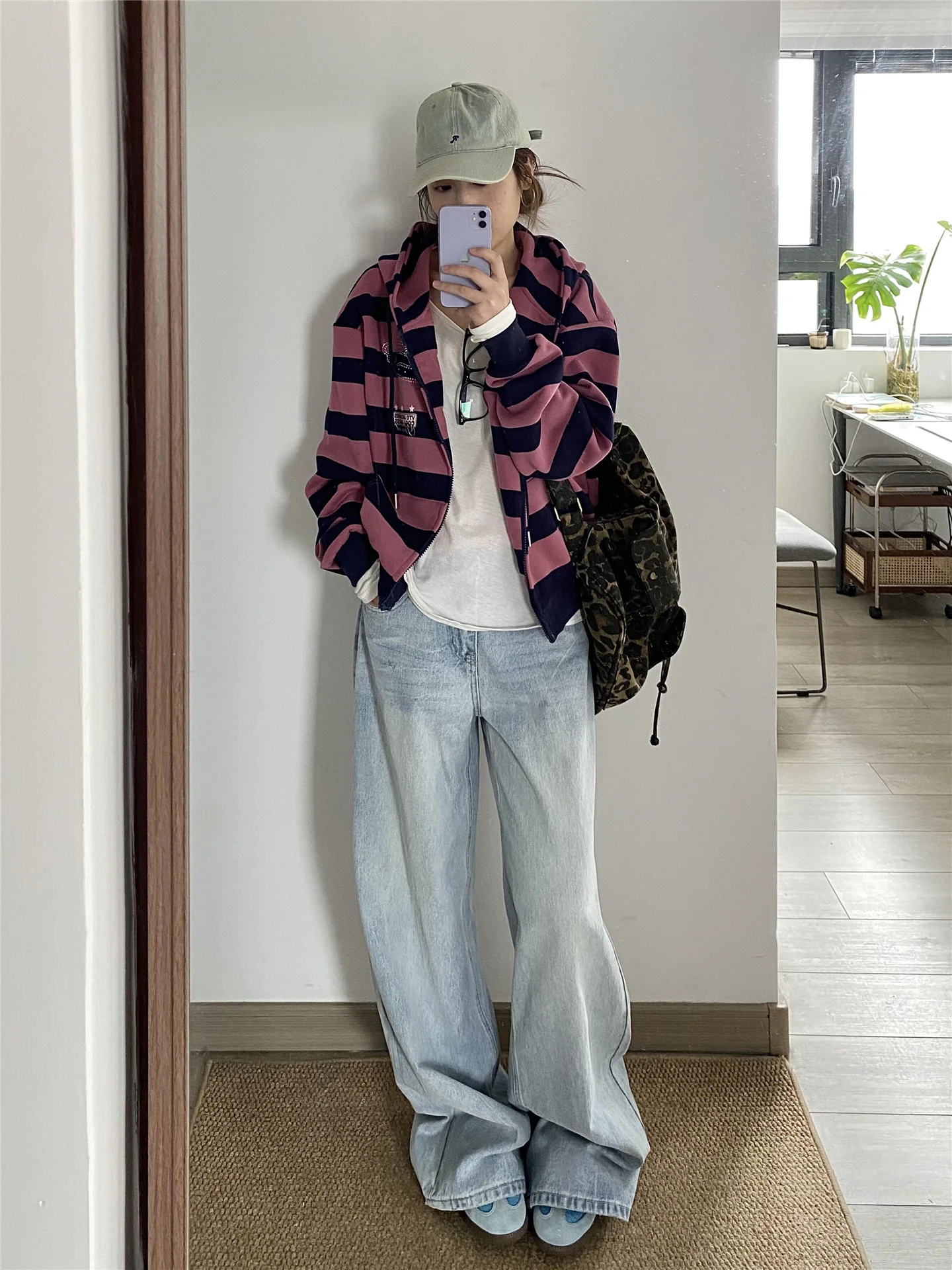 

Американские винтажные светло-голубые джинсы с низкой посадкой и широкими штанинами, женские свободные прямые брюки в пол из хлопка, повседневные