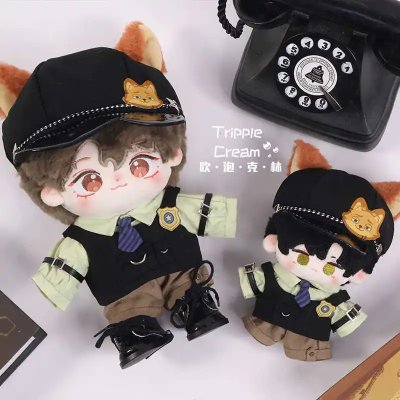 10cm  20cm Doll Clothes Fox Rabbit Detective Bureau Police Cute Costume Suit Stuffed Plushies Plush Doll Accessories Anime Toy F