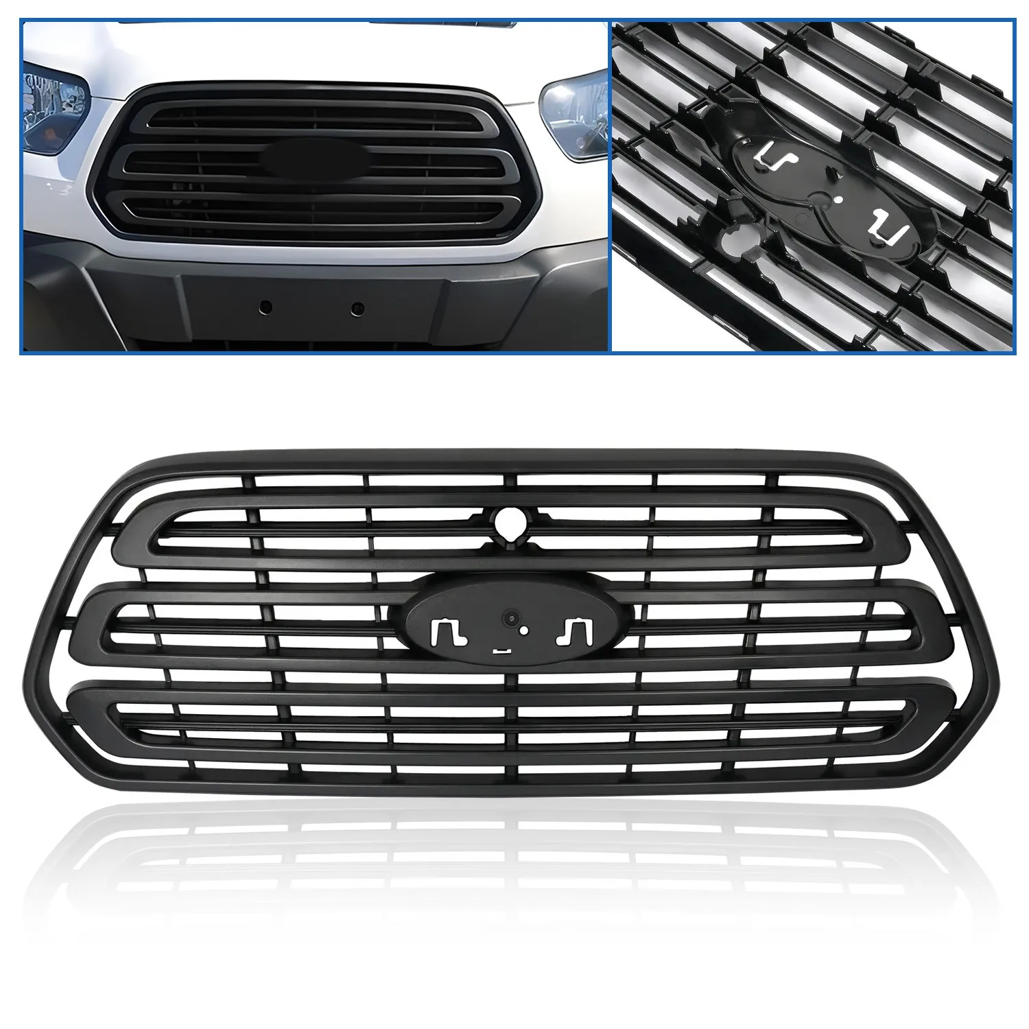

Black Front Bumper Upper Grille Grill For Ford Transit 150 250 350 HD 2015-2019